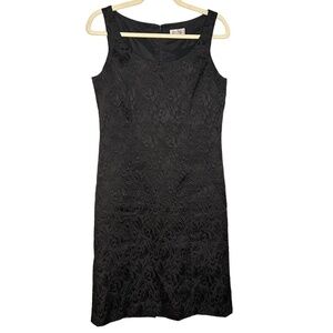 Textured Black Floral Print Sleeveless Dress Size 6